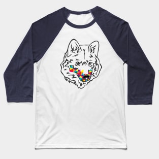 Rainbow Wolf Head Baseball T-Shirt